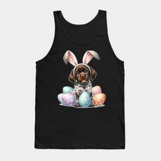 Puppy German Shorthaired Pointer Bunny Ears Happy Easter Day Tank Top